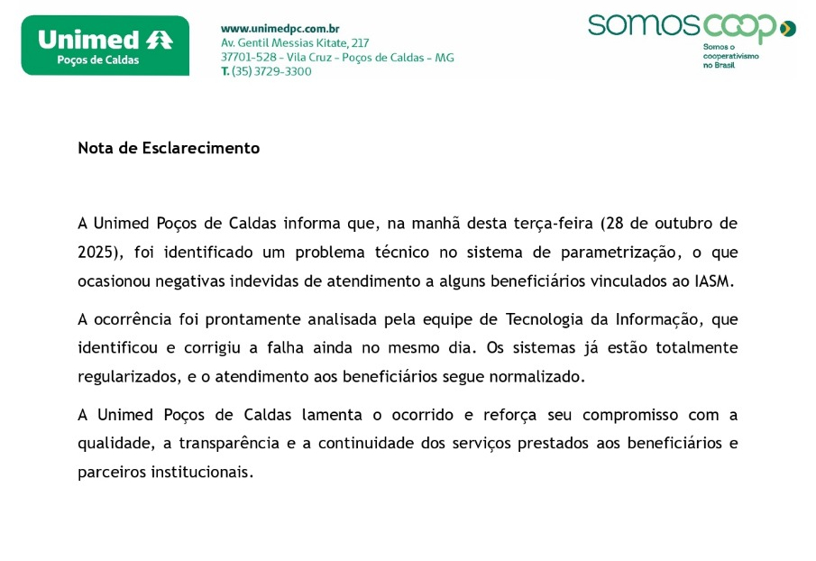 Instabilidade sistema Unimed 